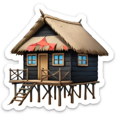 A hut on the edge of the ocean sticker