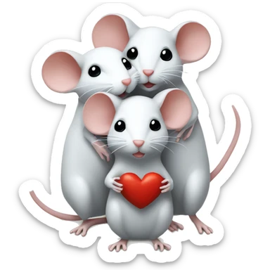 three mice holding limbs in a shape of the heart sticker