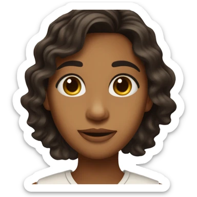 Warm olive toned skin with long dark brown wavy hair and dark brown eyes sticker