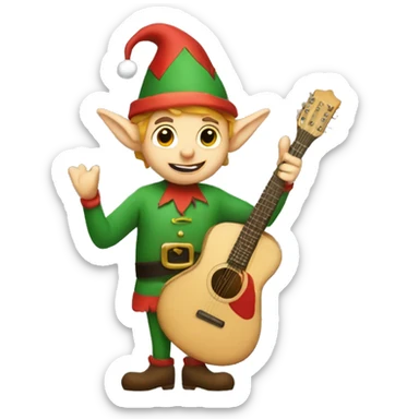 Christmas elf with guitar sticker