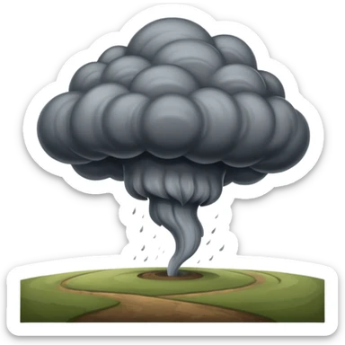 A thick dark funnel cloud sweeping across open plains. sticker