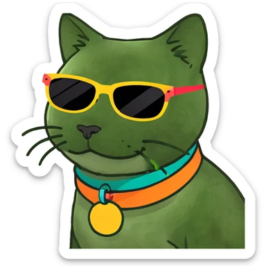 Cat with sunglasses sticker