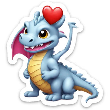 dragon rosado con un corazon sticker
