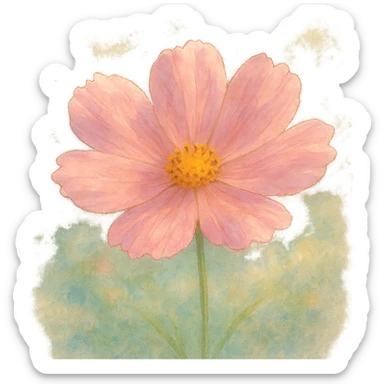 pink flower with delicate petals, dreamy lighting, soft painterly textures sticker