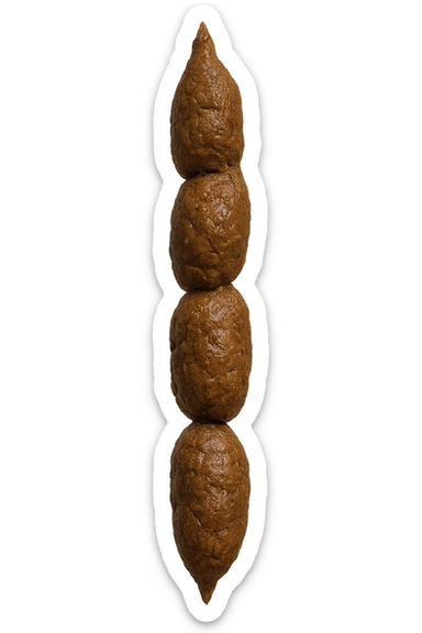 FECI DI ANIMALE A PALLINE UN PO' ALLUNGATE CADONO DALL'ALTO VERTICALMENTE, IPERREALISTICO 4K sticker