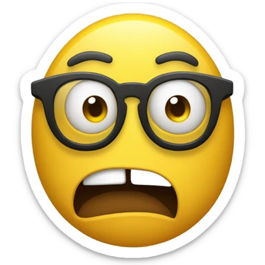 a yellow emoji with very very big glasses the emoji very angry and emoji looks to the right side sticker