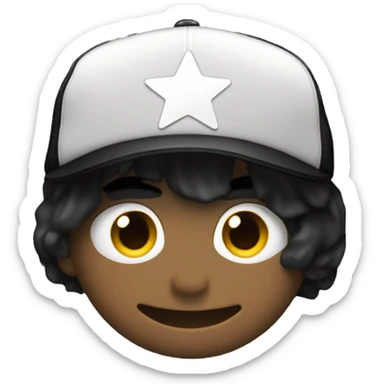 Plain black baseball cap with white star on black screen sticker