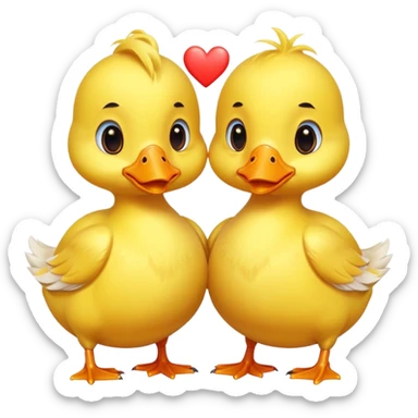 Two ducks or chicks with a heart in the middle  sticker