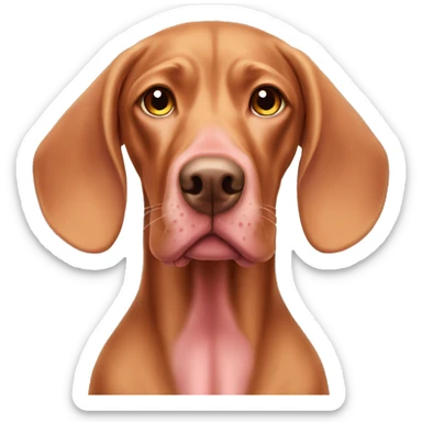 derpy vizsla with a pinkish nose sticker