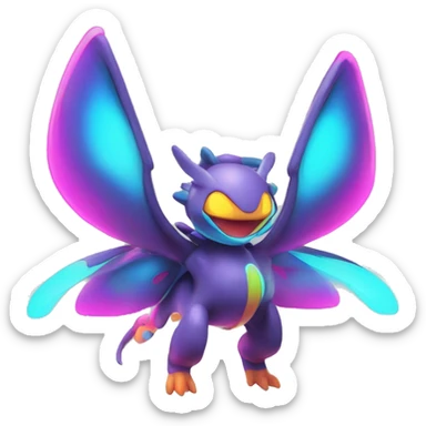 Colorful Neon Colors Vibrant Colors Flying Futuristic Fakémon-Pokémon-Creature Full Body sticker