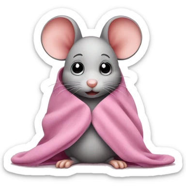 Cute Mouse in pink blanket  sticker