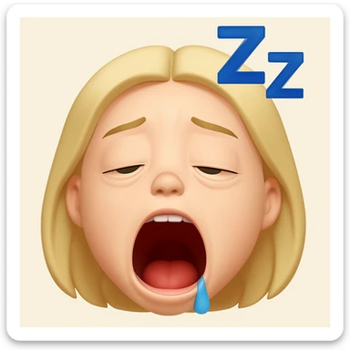 Make this emoji look even more sleepy: exaggerate the yawn, add droopy eyes, and a Zzz above the head in emoji style sticker