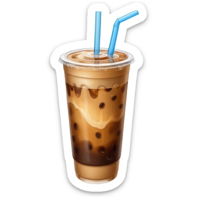  plastic cup of iced coffee with straw sticker
