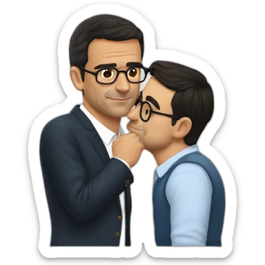 Pedro Sánchez kissing to Carles Puigdemomt with glasses sticker