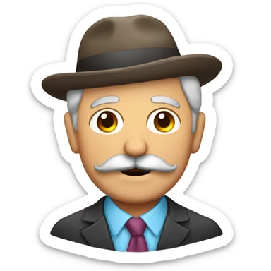 abuelo con bigote y pelo de colores en la cabeza sticker
