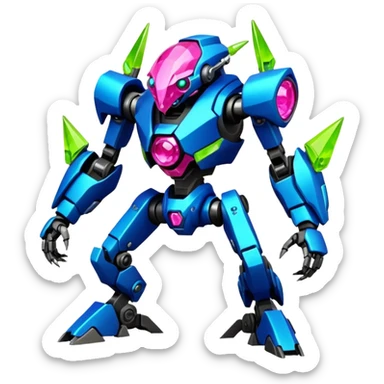 Edgy badass toxic poisonous shaky cool awesome epic sapphire emerald citron topaz magenta radioactive faulty rue ruby Tropical Futuristic Modern Mecha-Fakémon-hybrid-creature (full body)  sticker