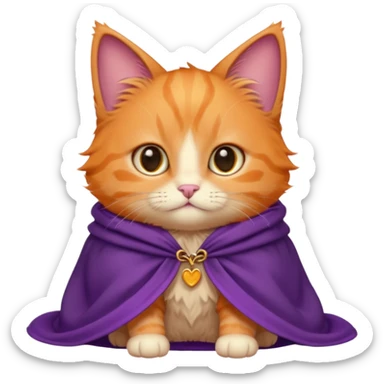 baby orange cat in purple cloak sticker
