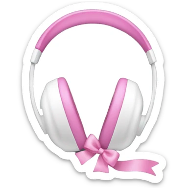 White headphones with two pink bows sticker