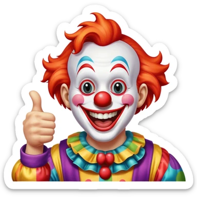 Clown laughing thumbs up sticker