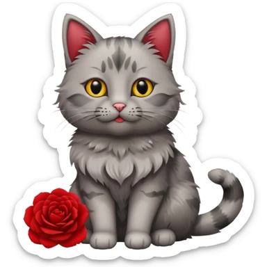 Cat and flower sticker