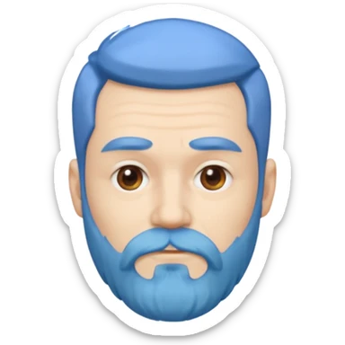 Middle-age, male, white skin, blue hair and blue beard sticker