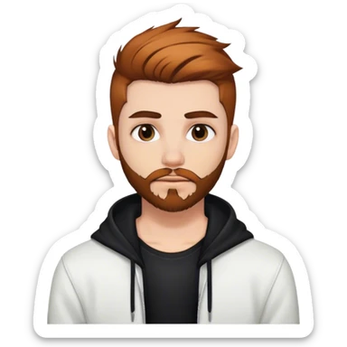 Attractive white male, brown facial hair, nose and lip piercing, emo sticker