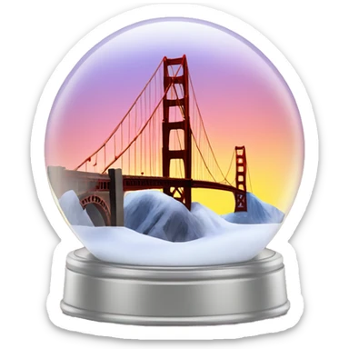 golden gate bridge snow globe, 4k, no background, sunset sticker