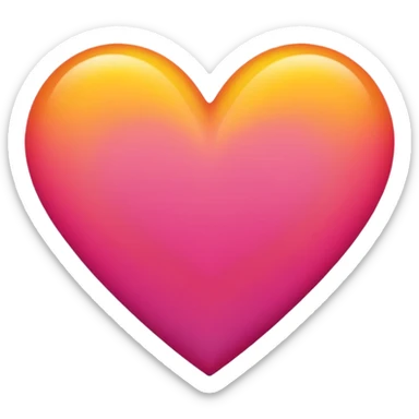 Bright yellow to orange to dark pink gradient heart sticker