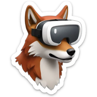 red wolf with white oculus virtual reality headset sticker