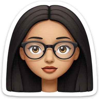 a light skinned brown girl with black straight long hair with long lashes and with glasses and is in love sticker