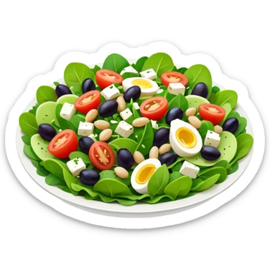 Salad community avatar in clean style illustration. Classic salads like Olivier, Greek or Tashkent, vibrant greens and colorful ingredients, simple shapes, flat design, high contrast, fresh and inviting. sticker