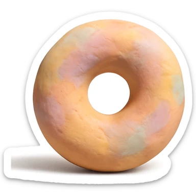 aesthetic bagel in claymation style with visible fingerprints and pastel palette sticker