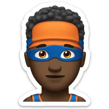 A blue and orange superhero dreaming of playing basketball. sticker