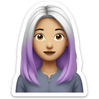 asian girl with split dye hair sticker