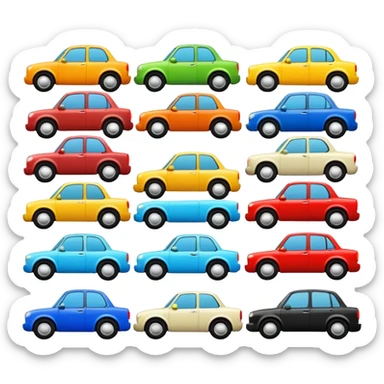 Straight line of cars one row sticker