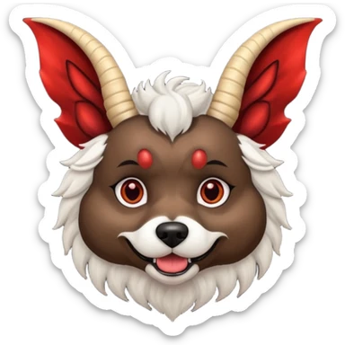 dog with horns and vampire wings sticker