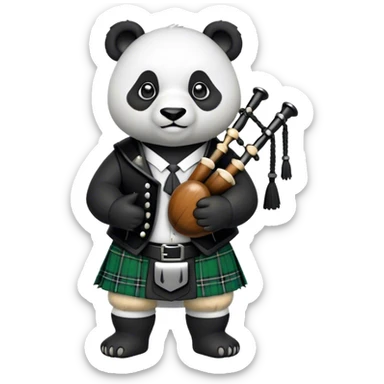 Panda with bagpipes and kilt sticker