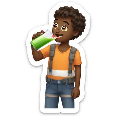 pixal pal boy drinking juice sticker