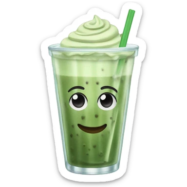Iced Matcha Latte in a glas with a straw sticker