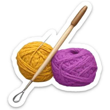 Crochet hook and yarn bundle sticker