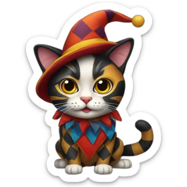 cat disguised as harlequin sticker