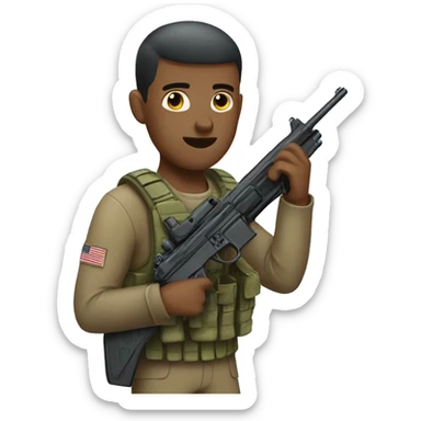 No haircut soldier with gun sticker
