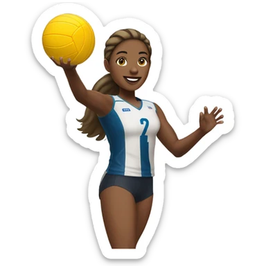 Medium skin tone, female, volleyball player serving the ball sticker