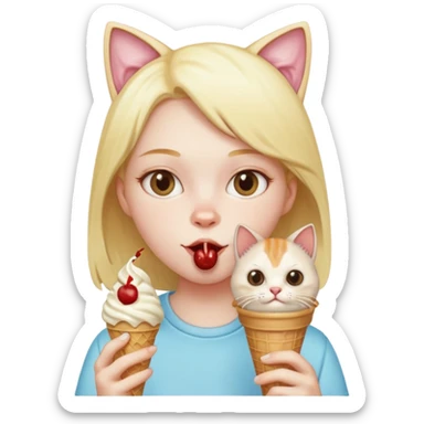 Kedi lie insanın birleşimi dondurma yyiyor sticker