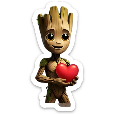 Groot ofreciendo un corazón sticker