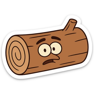 simple cartoon style wooden log, no background sticker