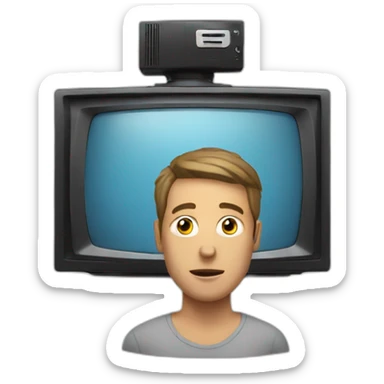 Guy with a TV on his Head sticker