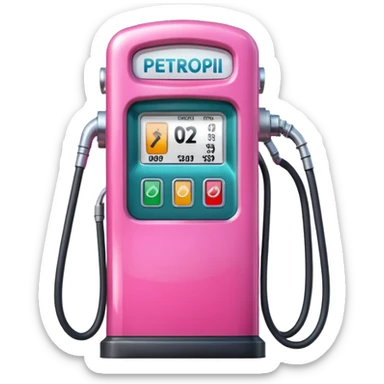 a pink petrol pump sticker