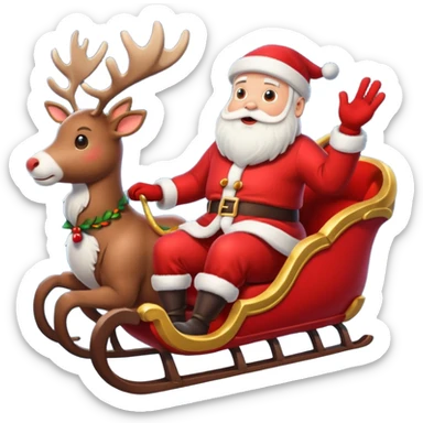 santa in his sleigh in flight sticker