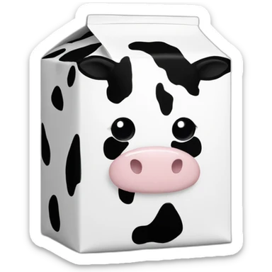 cute milk carton with black eyes with cow design black and white all over sticker
